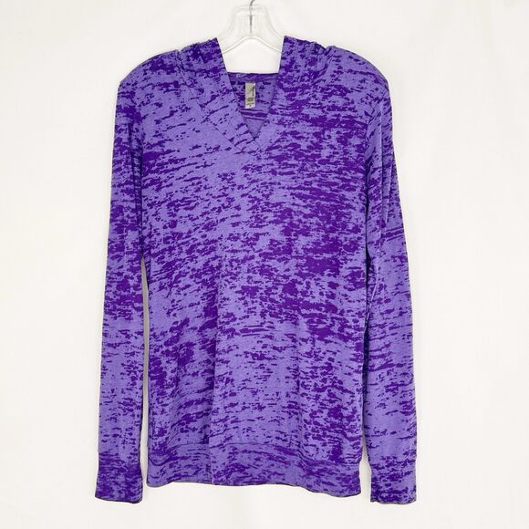 Women's Lightweight Burnout Hoodie Next Level Chic Soft Fabric Purple Size M - Picture 4 of 16